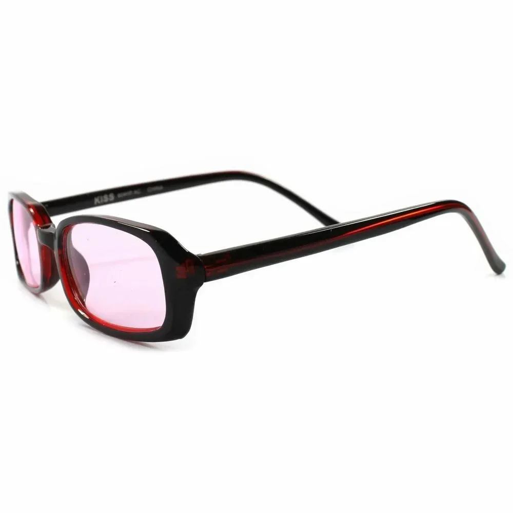 Classic True Vintage Retro 80s 90s Urban Fashion Pink Lens Rectangle Sunglasses